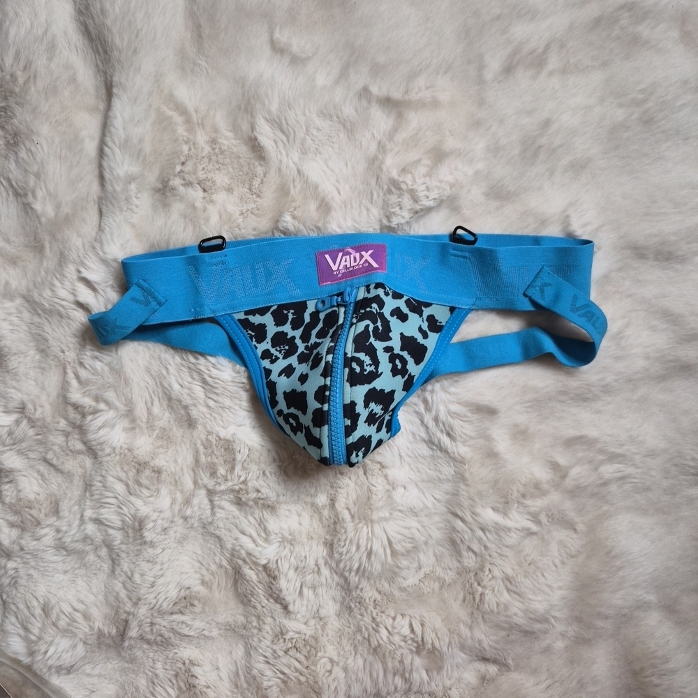 Vaux Jockstrap By Cellblock 13 Blue Leopard Animal Print Zipper Mens Party Sexy